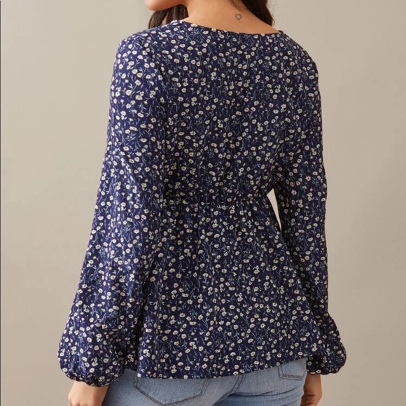 MATERNITY floral print peplum long sleeve blouse - Picture 2 of 2